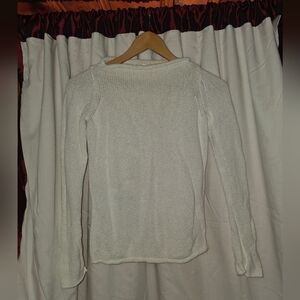 Women's J Crew Off White Loose Knit Sweater 100% Cotton